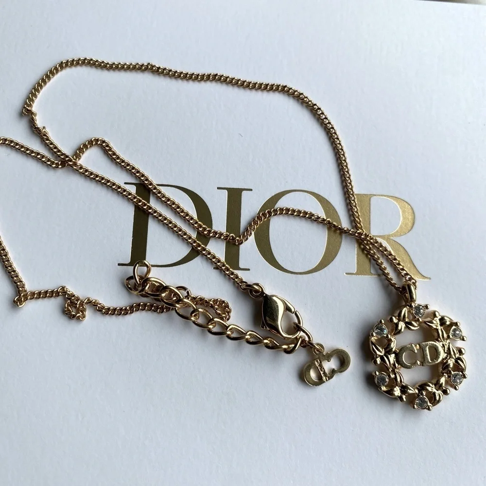 AUTHENTIC vintage gold tone Christian Dior necklace with crystals - Picture 2 of 10